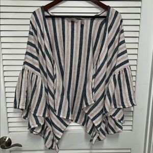 Laurie Felt Striped Kimono Open Front Cardigan